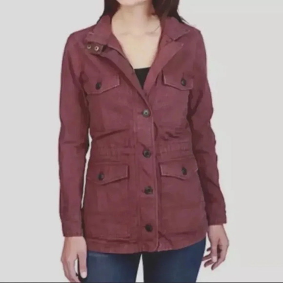 Lucky Brand Maroon Utility Jacket Size S - Picture 1 of 14